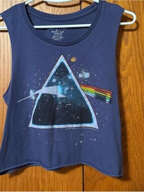 American Eagle Outfitters Navy Muscle Tank with Prism & Rainbow Accent